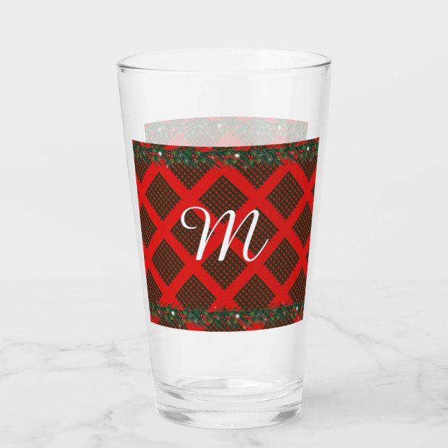 Monogramm-Feiertags-Dekorations-karierte Glas (Vorderseite)