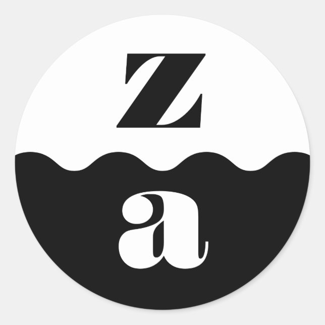 Monogramm fett skallopierte Grenze Schwarz-weiße H Runder Aufkleber (Vorderseite)