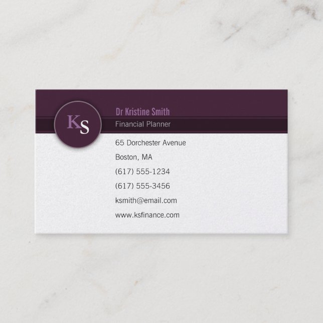 Monogramm-Finanzplaner - Visitenkarte (Vorderseite)