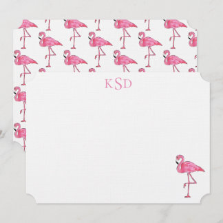 Monogramm-Flamingo-Druck stationär Einladung