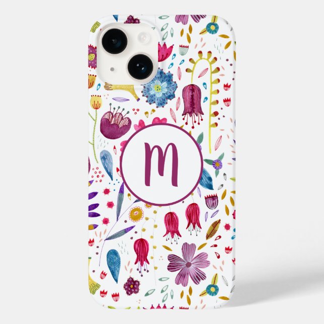 Monogramm Floral Case-Mate iPhone 14 Hülle (Rückseite)