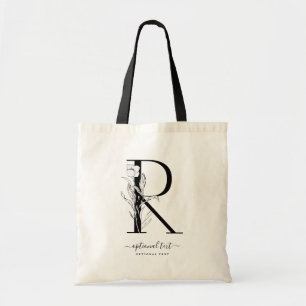 Monogramm Floral Custom Totbeutel - Single Letter  Tragetasche