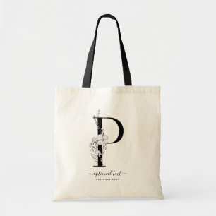 Monogramm Floral Custom Totbeutel - Single Letter  Tragetasche