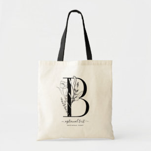 Monogramm Floral Custom Totbeutel - Single Letter Tragetasche