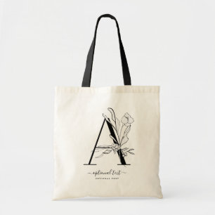 Monogramm Floral Custom Totbeutel - Single Letter Tragetasche