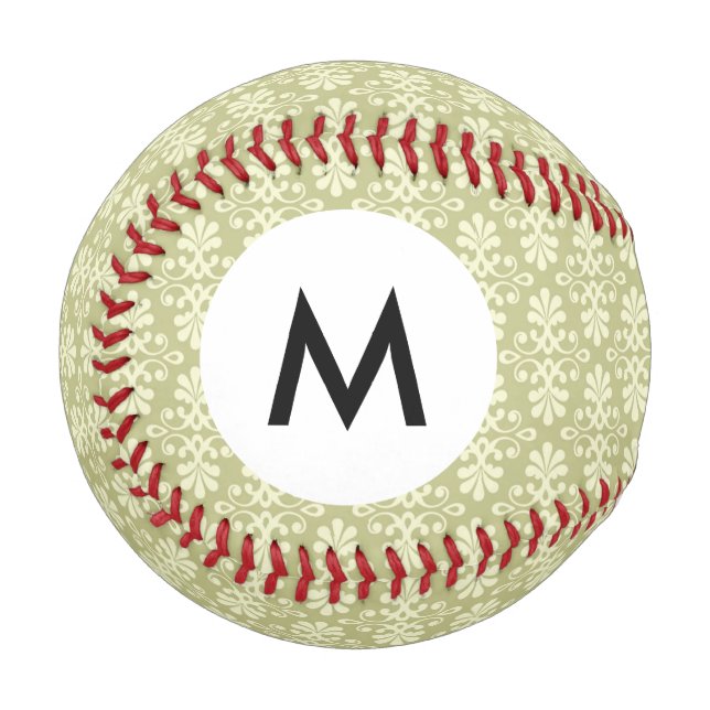Monogramm Floral-Damaskop Baseball (Vorderseite Links)