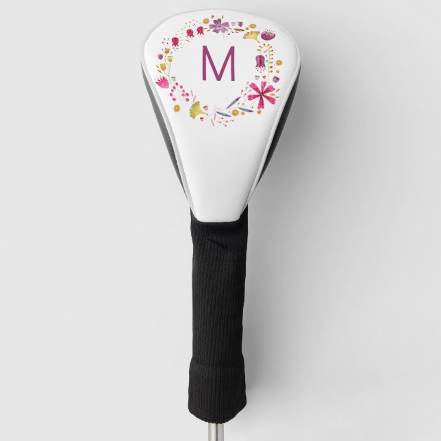 Monogramm Floral Golf Headcover (Vorderseite)