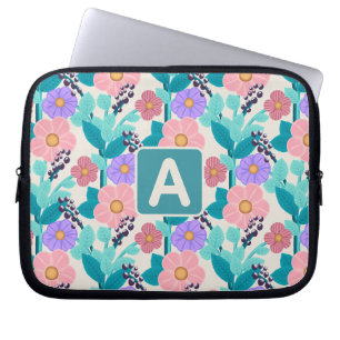 Monogramm Floral Laptopschutzhülle