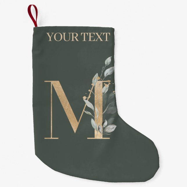Monogramm Floral Personalisiert Kleiner Weihnachtsstrumpf (Vorderseite)