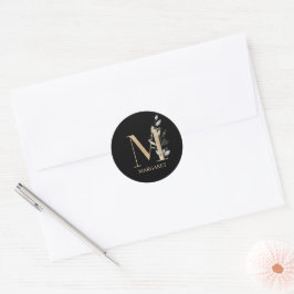 Monogramm Floral Personalisiert Runder Aufkleber