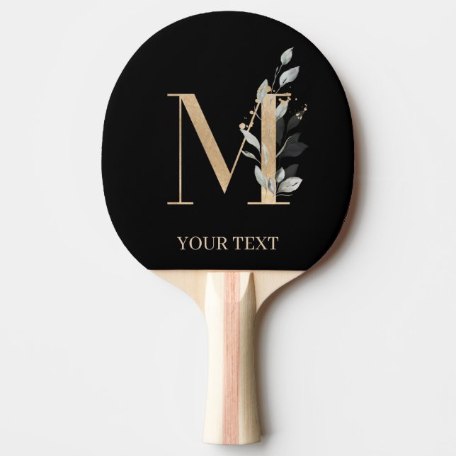 Monogramm Floral Personalisiert Tischtennis Schläger (Vorderseite)