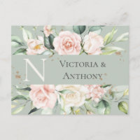 Monogramm Floral Pink Save the Date