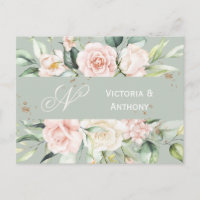 Monogramm Floral Pink Save the Date