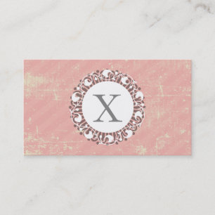 Monogramm Floral/Radial Grunge Pink Visitenkarte