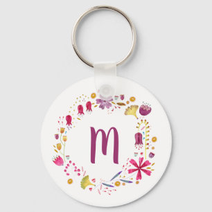 Monogramm Floral Schlüsselanhänger