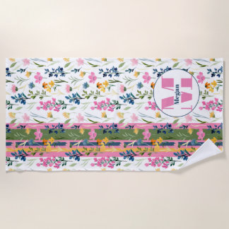 Monogramm floral strandtuch