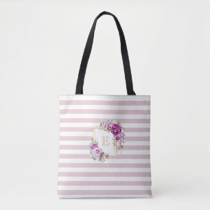 Monogramm Floral Vintage Stiefmütterchen Lila Stre Tasche