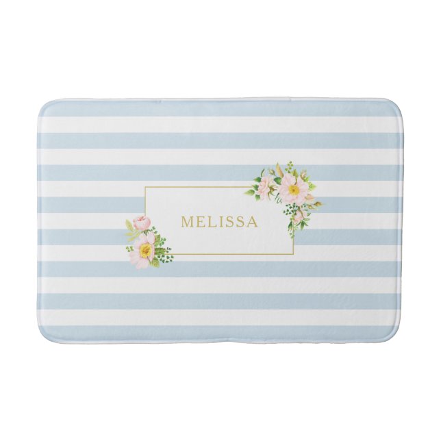 Monogramm florales Shabby Chic Pastellfarben Badematte (Vorderseite)