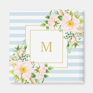 Monogramm florales Shabby Chic Pastellfarben Magnet
