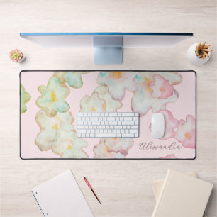 Monogramm Florales Wasserfarben-Wildblumen-Pastell Schreibtischunterlage
