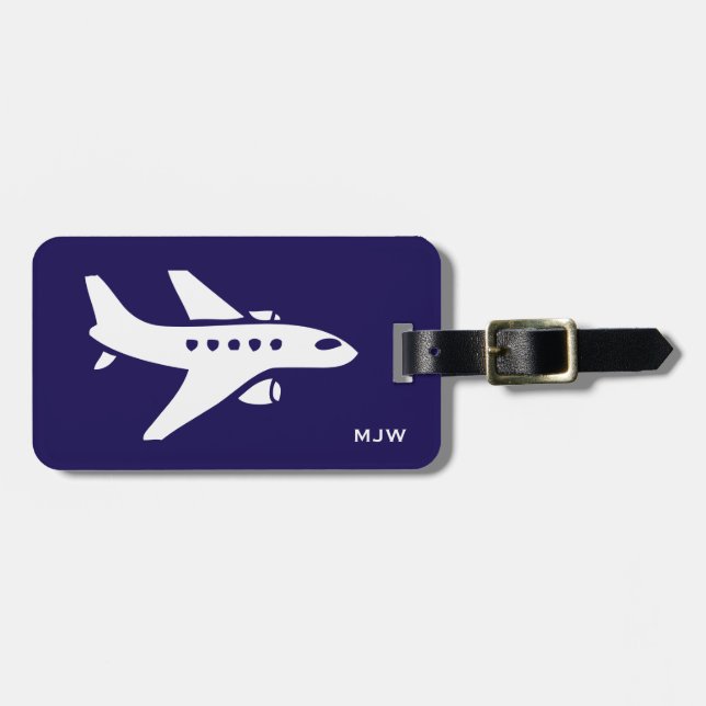 Monogramm-Flugzeug-Reise-Reise-individueller Name, Gepäckanhänger (Vorderseite horizontal)