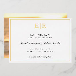 Monogramm formales Foto Hochzeit speichern das Dat Folieneinladung
