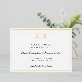 Monogramm formales Foto Hochzeit speichern das Dat Folieneinladung