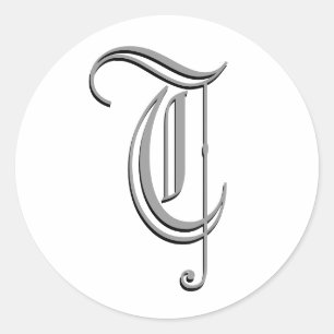 Monogramm-Formkleber "T" Runder Aufkleber