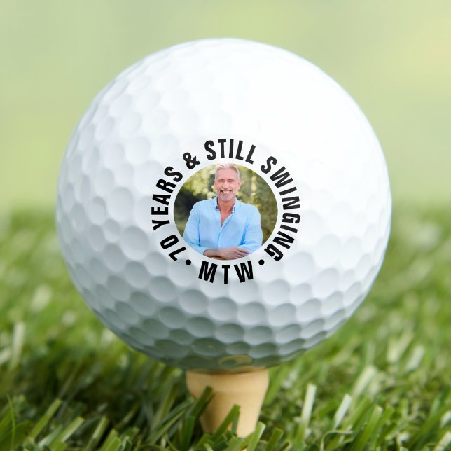 Monogramm-Foto 70. Geburtstag Golfball (Monogram Photo 70th Birthday Golf Balls)