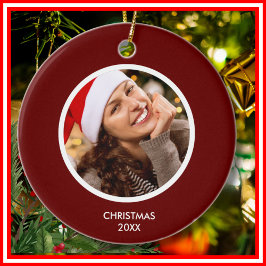 Monogramm-FOTO Bordeaux und White Modern Initials Keramik Ornament