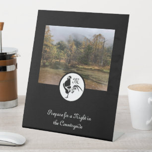 Monogramm-Foto der Black Rooster Silhouette Sockelschild