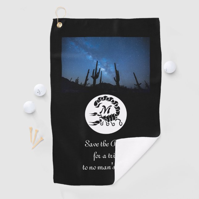 Monogramm-Foto der Schwarzen Skorpion-Silhouette Golfhandtuch (Insitu)