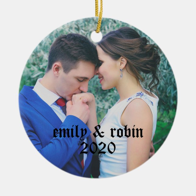 Monogramm-Foto des personalisierten Paares Keramik Ornament (Vorne)