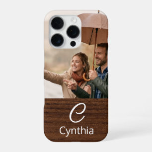 Monogramm-Foto-Holzkorn personalisiert iPhone 16 Pro Hülle