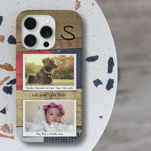 Monogramm Foto Holzkörner iPhone 15 Pro Hülle