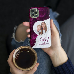 Monogramm-Foto Moderne Blumenmarmor Individueller Case-Mate iPhone Hülle