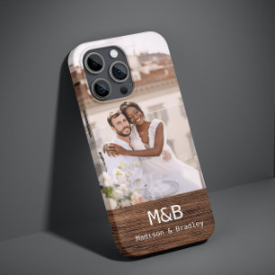 Monogramm-Foto-Paar Holz Personalisierter Name Case-Mate iPhone 14 Hülle