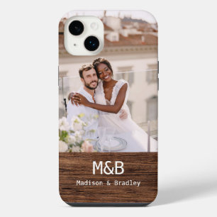 Monogramm-Foto-Paar Holz Personalisierter Name iPhone 14 Plus Hülle