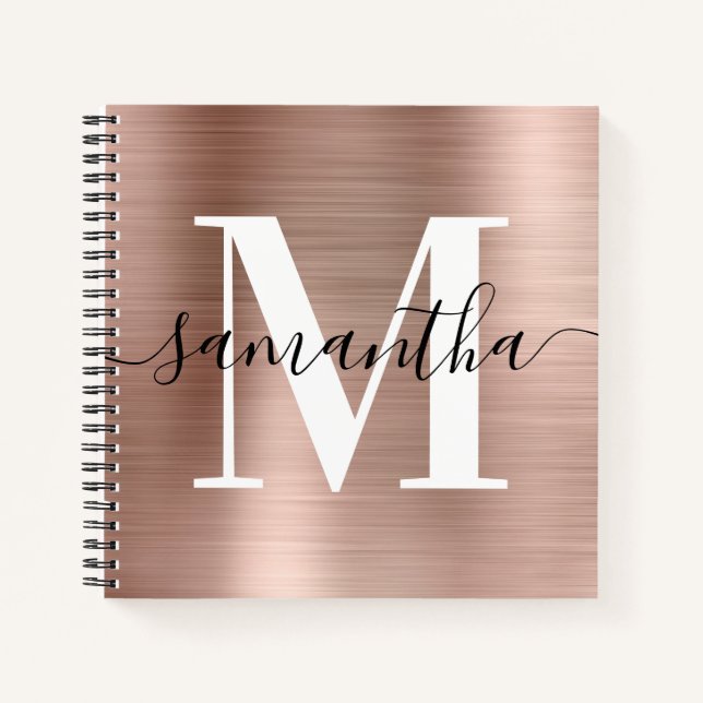 Monogramm-Foto-Rose für benutzerdefinierte Signatu Notizbuch (Vorderseite)