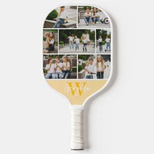 Monogramm FotoCollage benutzerdefinierte Farbe Pickleball Schläger