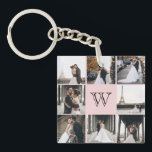 Monogramm Fotomaterial Rosa Schlüsselanhänger<br><div class="desc">Holen Sie sich diesen mit Monogramm Schlüsselanhänger mit 8 Ihrer Lieblings-Foto darauf. Es hat einen Platz für Sie,  um Ihre erste hinzuzufügen. Das ist ideal für Hochzeitsfeiern,  Fotos,  Fotos und Fotos.</div>