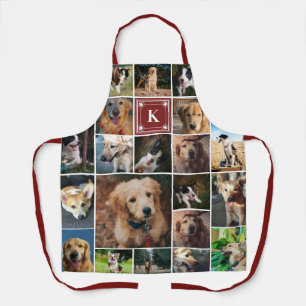 Monogramm-Fotomaterial von Burgund Paw Print Schürze