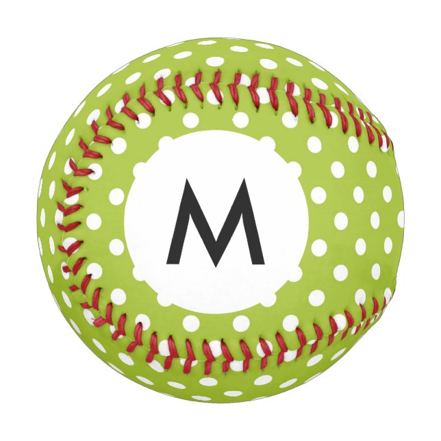 Monogramm-Frühlingsmuster mit weißen Punkten Baseball (Vorderseite Links)