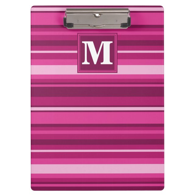 Monogramm Fuchsienstreifen Klemmbrett (Vorderseite)