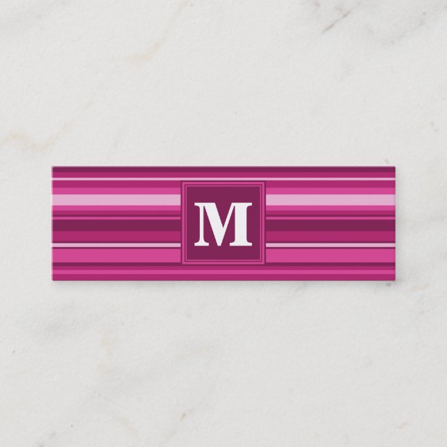 Monogramm Fuchsienstreifen Mini Visitenkarte (Vorderseite)