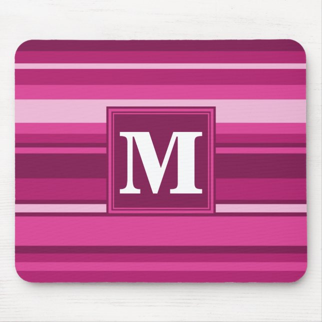 Monogramm Fuchsienstreifen Mousepad (Vorne)