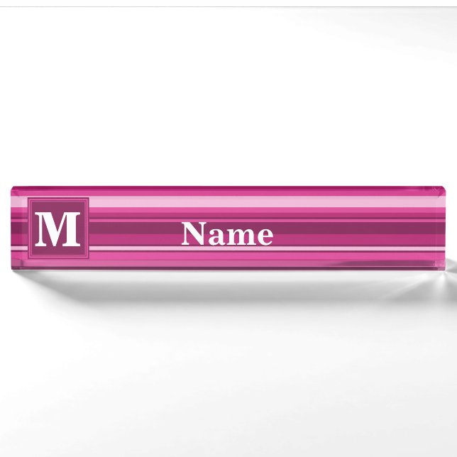 Monogramm Fuchsienstreifen Namensplakette (Vorderseite)