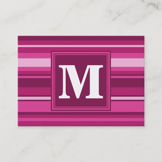 Monogramm Fuchsienstreifen Visitenkarte (Vorderseite)