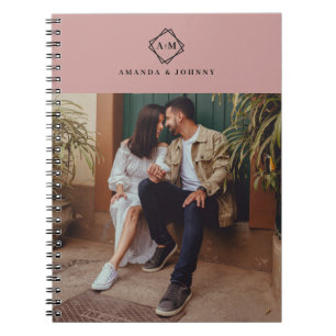 Monogramm Fügen Sie Ihr eigenes Foto ein Rosa Farb Notizblock