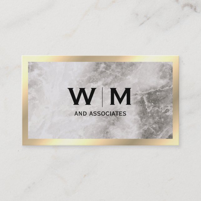 Monogramm | Führungskraft Gold Border Marmor Visitenkarte (Vorderseite)